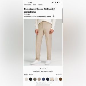 Commission Classic-Fit 36W 34L.
Color: Trench
Bought in August of 2022.